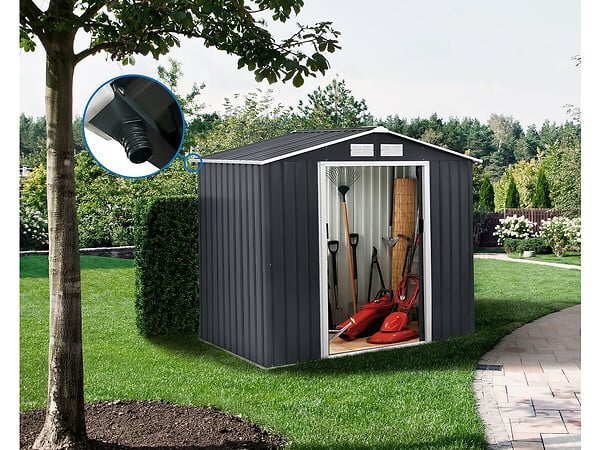 HABITAT ET JARDIN - Abri de jardin métal - "Vegas" - 2,7 m² avec gouttière - Gris - large