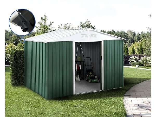 HABITAT ET JARDIN - Abri de jardin métal - "Rosas " - 7,06 m² avec gouttière - Vert - large