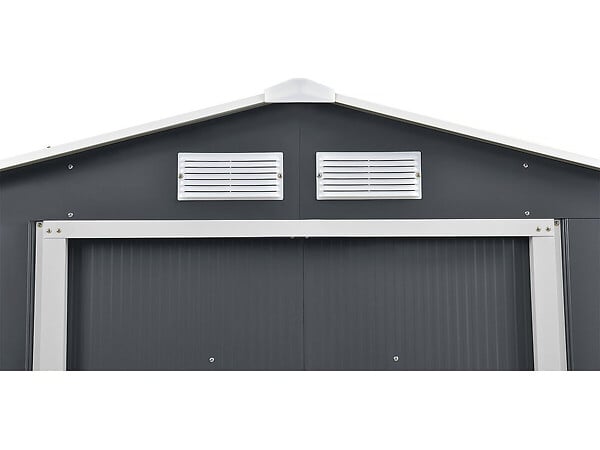 HABITAT ET JARDIN - Abri de jardin métal- "Vegas"- 2,7 m² avec gouttière et récupérateur d'eau - Gris - large
