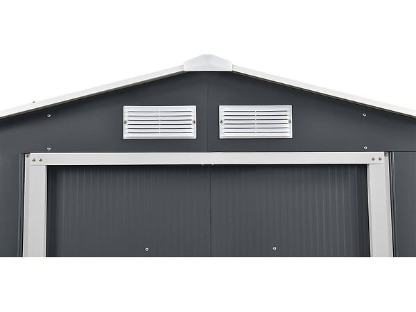 HABITAT ET JARDIN - Abri de jardin métal - "Vegas" - 5.29 m² avec gouttière et récupérateur d'eau - Gris - large