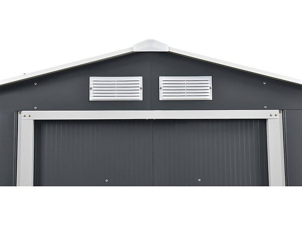HABITAT ET JARDIN - Abri de jardin métal - "Vegas"- 12.98 m² avec gouttière et récupérateur d'eau - "Vegas" - Gris - large