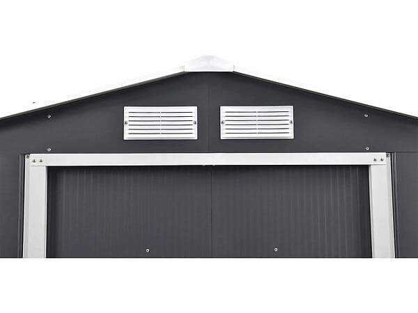HABITAT ET JARDIN - Abri de jardin métal - "Vegas"- 15 m² avec panneaux solaires - Gris - large