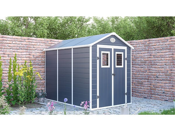 HABITAT ET JARDIN - Abri de jardin résine "Texas" - 5.23 m² - kit d'ancrage inclus  - Anthracite - large