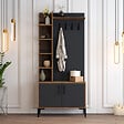 HABITAT ET JARDIN - Meuble d'entrée en bois "Viyana D" - 90 x 35 x 200 cm - Gris anthracite - vignette