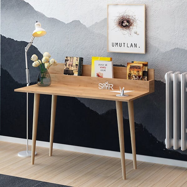 HABITAT ET JARDIN - Bureau avec étagère en bois "Rammi" - 100 x 60 x 94 cm - Marron - large