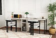 HABITAT ET JARDIN - Double bureau avec 2 étagères en bois "Twin" - 240 x 60 x 74 cm - Blanc marbré - vignette