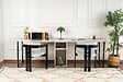 HABITAT ET JARDIN - Double bureau avec 2 étagères en bois "Twin" - 240 x 60 x 74 cm - Blanc marbré - vignette