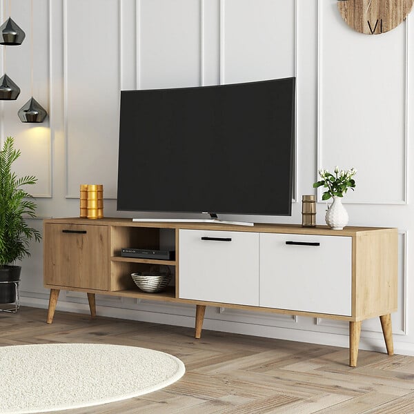 HABITAT ET JARDIN - Meuble TV en bois "Exxen" - 180 x 35 x 53 cm - Blanc - large