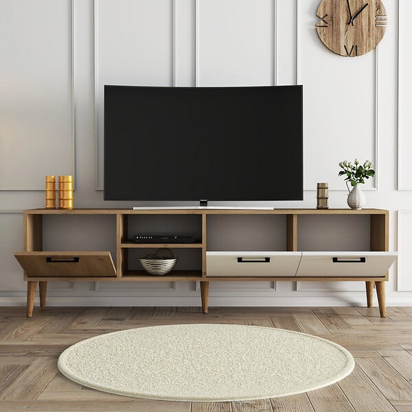 HABITAT ET JARDIN - Meuble TV en bois "Exxen" - 180 x 35 x 53 cm - Blanc - large