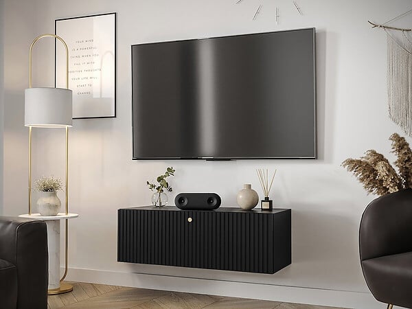 HABITAT ET JARDIN - Meuble TV Suspendu "Waldi Riflo" - 100 x 34 x 40 cm - Noir - large