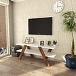 HABITAT ET JARDIN - Meuble TV en bois "Basic" - 120 x 33 x 45 cm - Blanc - vignette