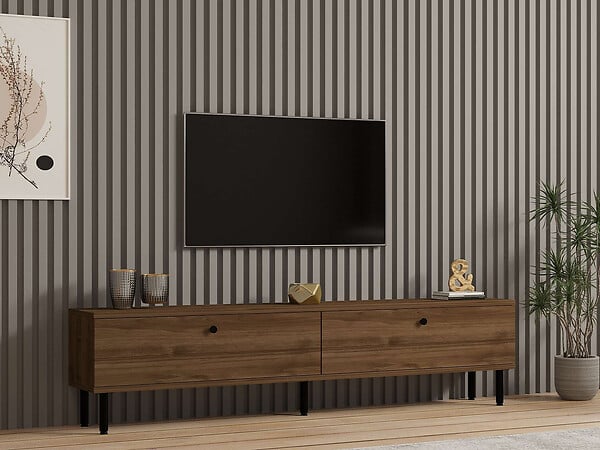 HABITAT ET JARDIN - Meuble TV en bois "Nantes" - 160 x 25 x 37 cm - Marron - large