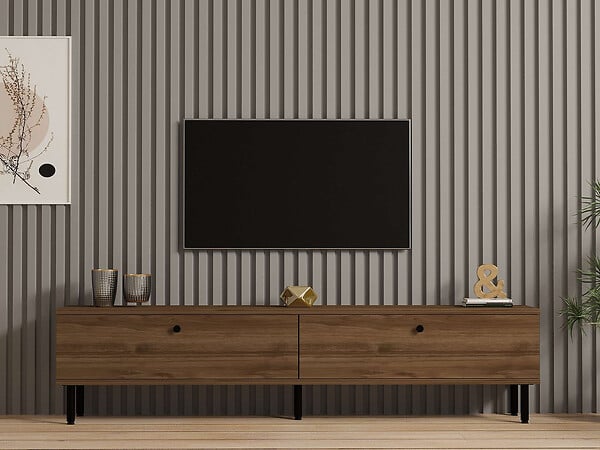 HABITAT ET JARDIN - Meuble TV en bois "Nantes" - 160 x 25 x 37 cm - Marron - large
