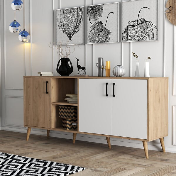 HABITAT ET JARDIN - Buffet en bois "Exxen" - 180 x 45 x 80 cm - Blanc - large