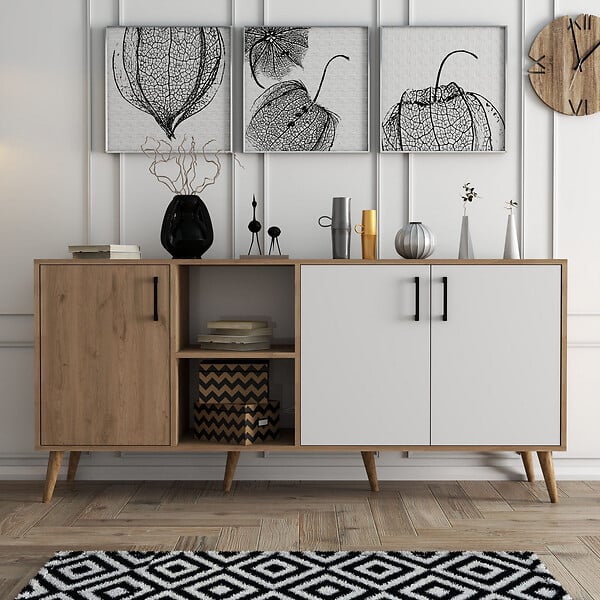 HABITAT ET JARDIN - Buffet en bois "Exxen" - 180 x 45 x 80 cm - Blanc - large