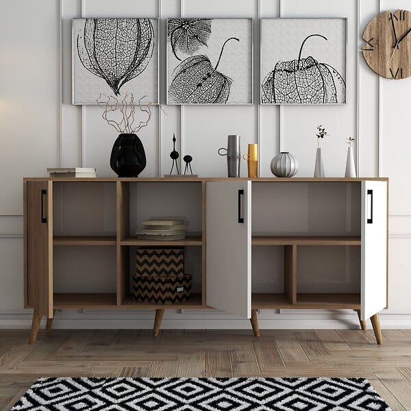 HABITAT ET JARDIN - Buffet en bois "Exxen" - 180 x 45 x 80 cm - Blanc - large
