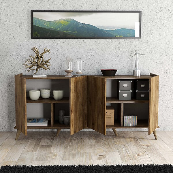 HABITAT ET JARDIN - Buffet en bois "Elegante" - 180 x 45 x 80 cm - Marron - large