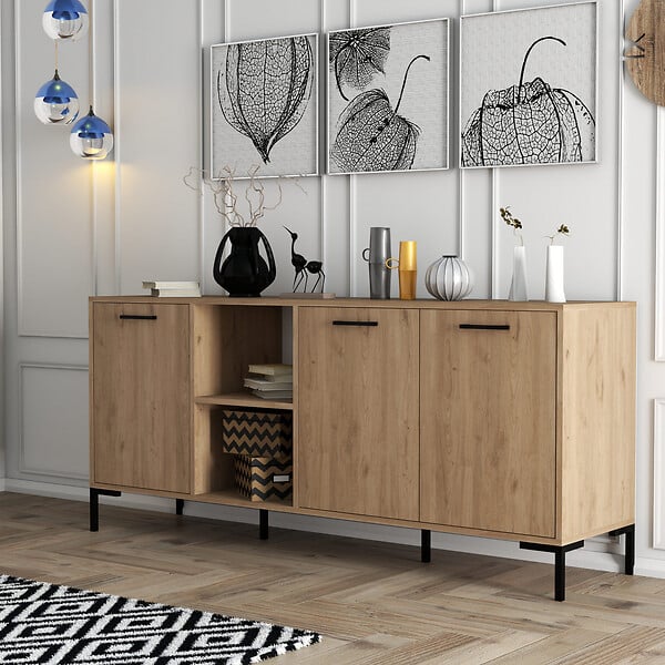 HABITAT ET JARDIN - Buffet en bois "Aurora" - 180 x 45 x 80 cm - Marron - large
