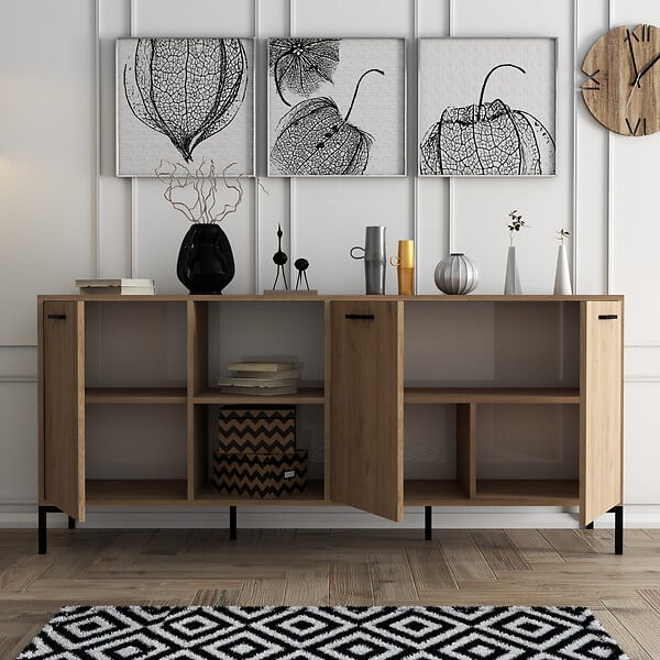 HABITAT ET JARDIN - Buffet en bois "Aurora" - 180 x 45 x 80 cm - Marron - large