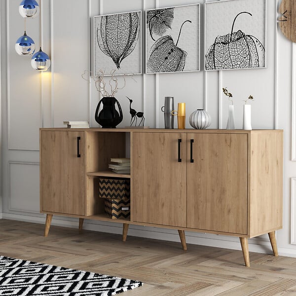 HABITAT ET JARDIN - Buffet en bois "Exxen" - 180 x 45 x 80 cm - Marron - large