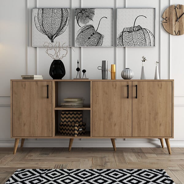 HABITAT ET JARDIN - Buffet en bois "Exxen" - 180 x 45 x 80 cm - Marron - large