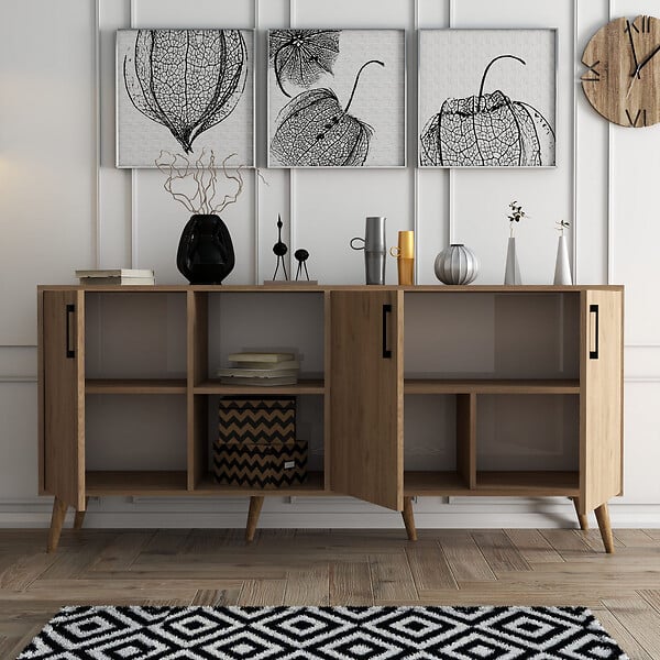 HABITAT ET JARDIN - Buffet en bois "Exxen" - 180 x 45 x 80 cm - Marron - large