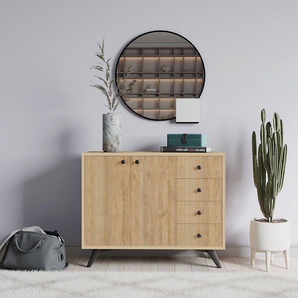 HABITAT ET JARDIN - Buffet en bois "Waga" - 100 x 35 x 82 cm - Marron - large