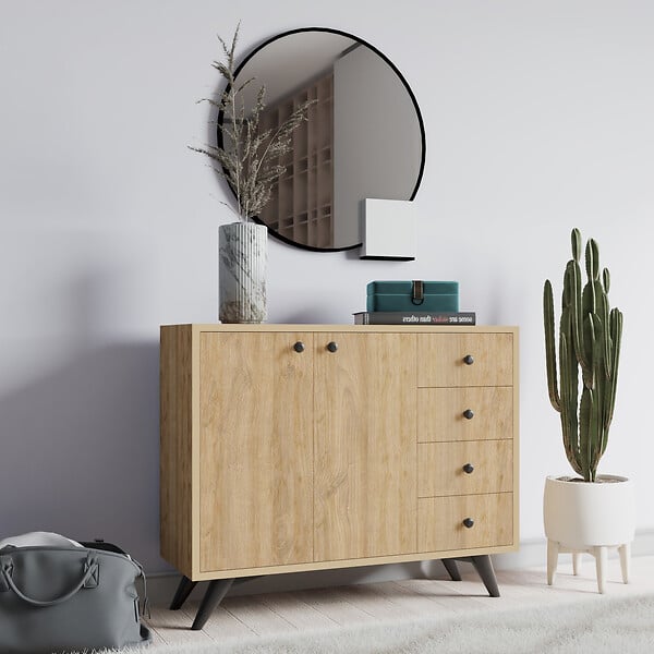 HABITAT ET JARDIN - Buffet en bois "Waga" - 100 x 35 x 82 cm - Marron - large
