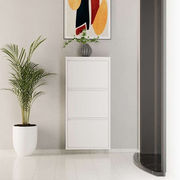 HABITAT ET JARDIN - Meuble à chaussures en métal "Luna" - 50 x 15 x 103 cm - Blanc - large