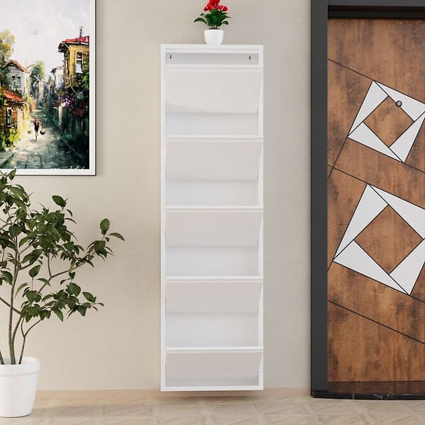 HABITAT ET JARDIN - Meuble à chaussures en métal "Ayse" - 50 x 15 x 169 cm - Blanc - large