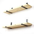 HABITAT ET JARDIN - Lot de 2 étagères murales en bois en bois "LAM008" - 60 x 14 x 16 cm - Beige - vignette