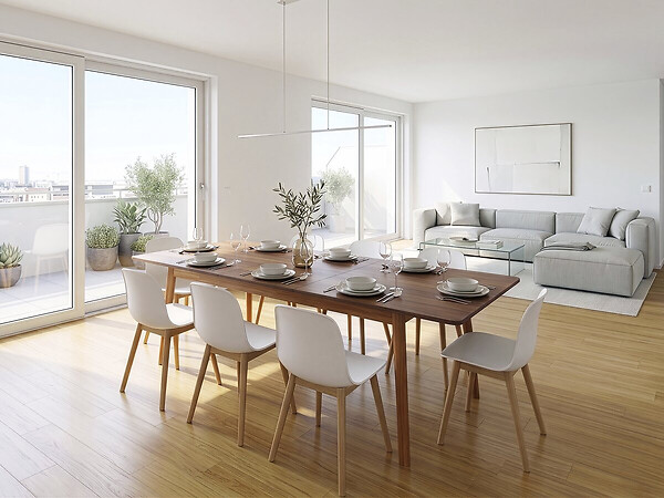 HABITAT ET JARDIN - Table repas extensible en bois 160/210 cm "Prisma" - 8 places - Marron - large