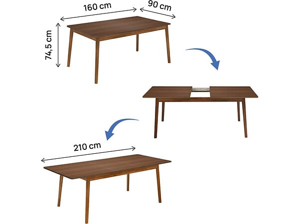 HABITAT ET JARDIN - Table repas extensible en bois 160/210 cm "Prisma" - 8 places - Marron - large