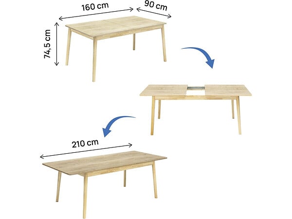 HABITAT ET JARDIN - Table repas extensible en bois 160/210 cm "Prisma" - 8 places - Beige - large