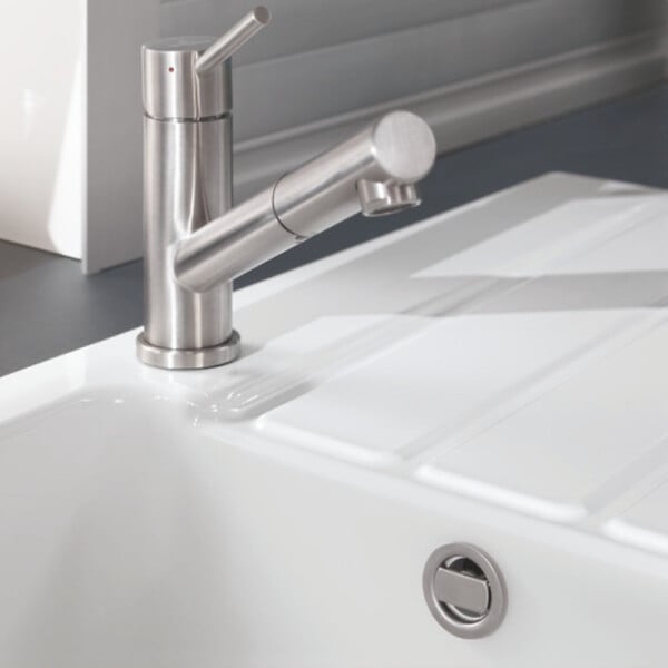VILLEROY ET BOCH - Villeroy & Boch Architectura 50 Evier à encastrer 86x51cm réversible avec vidage automatique, Céramique, Blanc (33501201) - large