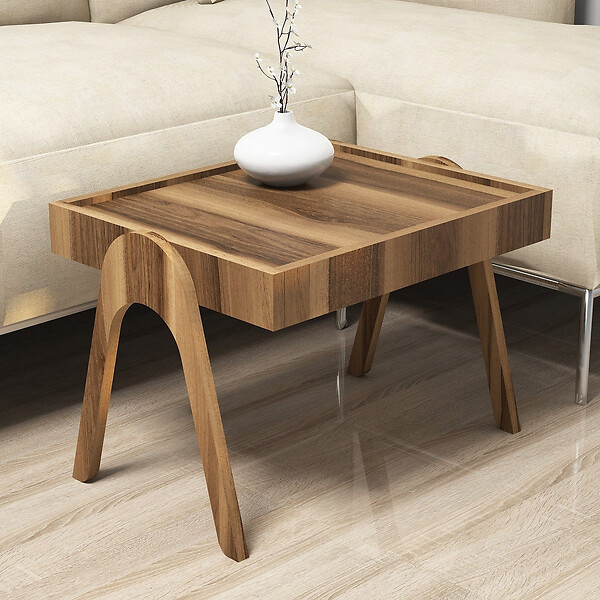 HABITAT ET JARDIN - Lot de 3 tables gigognes en bois "Roma" - 54 x 40 x 64 cm - Marron - large