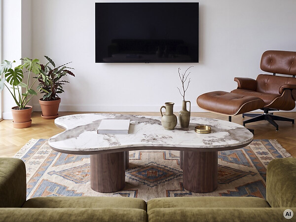 HABITAT ET JARDIN - Table basse en bois avec plateau en céramique "Kora" - 120 cm - Marron - large