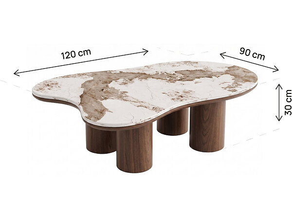 HABITAT ET JARDIN - Table basse en bois avec plateau en céramique "Kora" - 120 cm - Marron - large