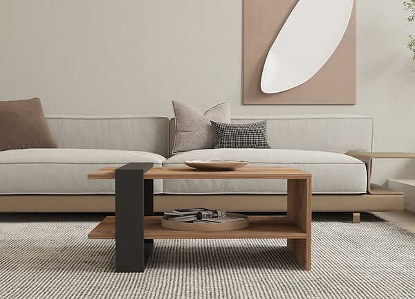 HABITAT ET JARDIN - Table basse en bois "Ova" - 80 x 55 x 35 cm - Marron - large