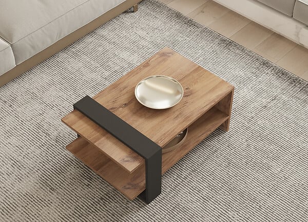 HABITAT ET JARDIN - Table basse en bois "Ova" - 80 x 55 x 35 cm - Marron - large