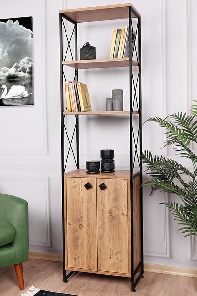 HABITAT ET JARDIN - Bibliothèque en bois "Tervel" - 49 x 30 x 180 cm - Marron - large