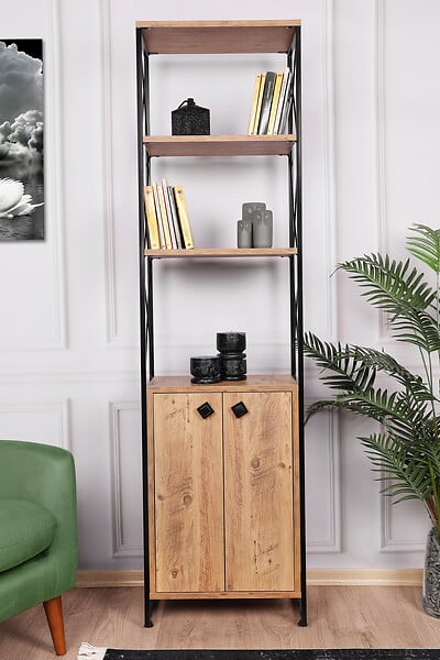 HABITAT ET JARDIN - Bibliothèque en bois "Tervel" - 49 x 30 x 180 cm - Marron - large