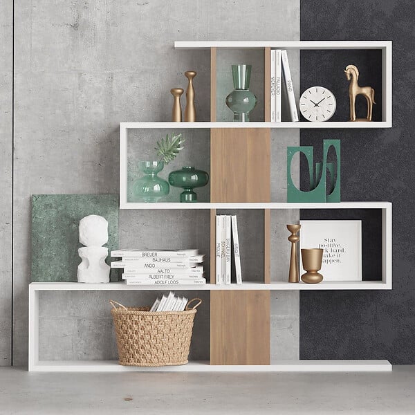 HABITAT ET JARDIN - Bibliothèque en bois "Karlin" - 120 x 20 x 109 cm - Blanc - large