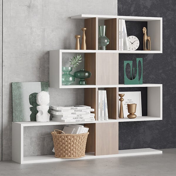 HABITAT ET JARDIN - Bibliothèque en bois "Karlin" - 120 x 20 x 109 cm - Blanc - large