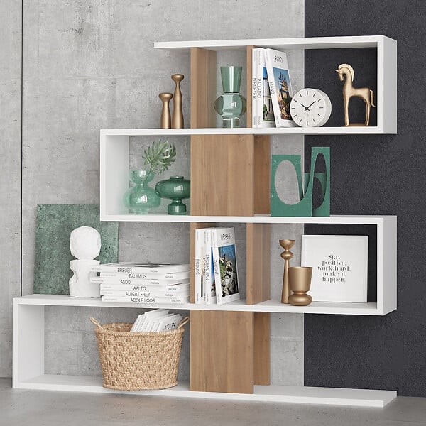 HABITAT ET JARDIN - Bibliothèque en bois "Karlin" - 120 x 20 x 109 cm - Blanc - large