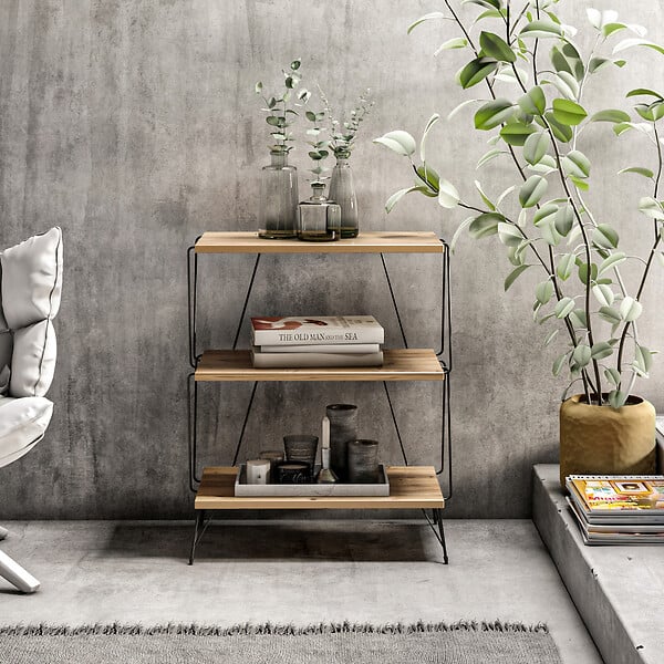 HABITAT ET JARDIN - Bibliothèque en bois "Lazandos" - 46 x 30 x 76 cm - Marron - large