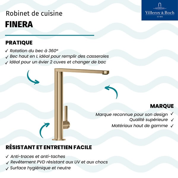 VILLEROY ET BOCH - Robinet cuisine  Finera or mat - large