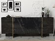 HABITAT ET JARDIN - Buffet en bois "Veyron" - 180 x 46 x 75 cm - Noir Or - vignette