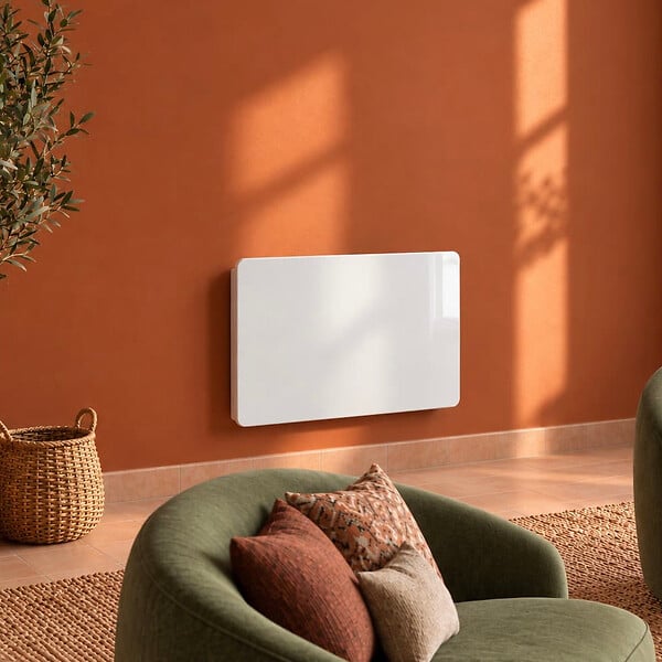 KALIA - Radiateur électrique céramique GLASS blanc 1000W - large