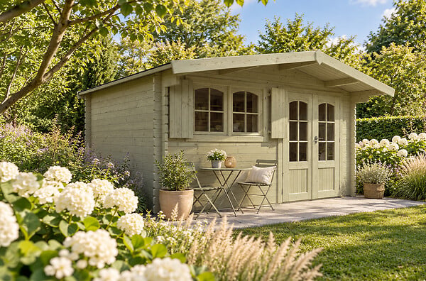 SOLID - Abri de jardin Tignes S8969-1- Bois autoclave - Intérieur : 14,25 m² - L.467,7xP.455xH.252,6cm - large